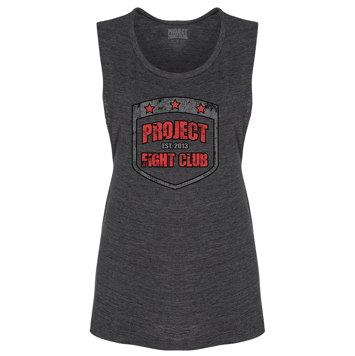 WOMENS CHARCOAL BLACK MUSCLE TANK - HONOR FIREFIGHTERS & EMTs