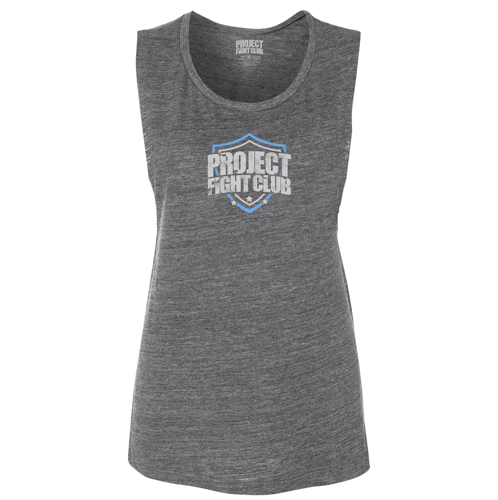 WOMENS DARK GREY MUSCLE TANK 2 - SUPPORT POLICE