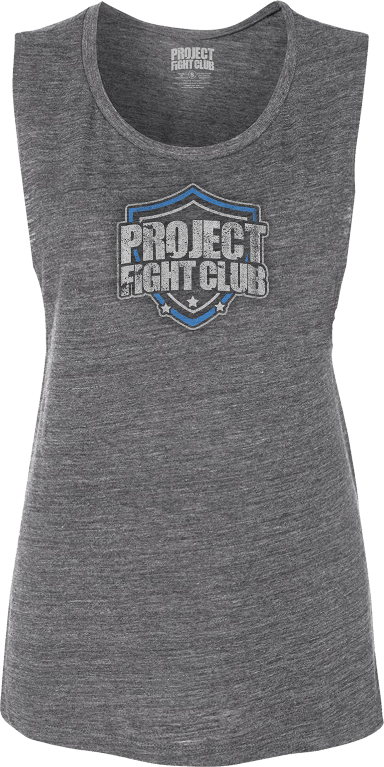 WOMENS DARK GREY MUSCLE TANK #2 - SUPPORT POLICE