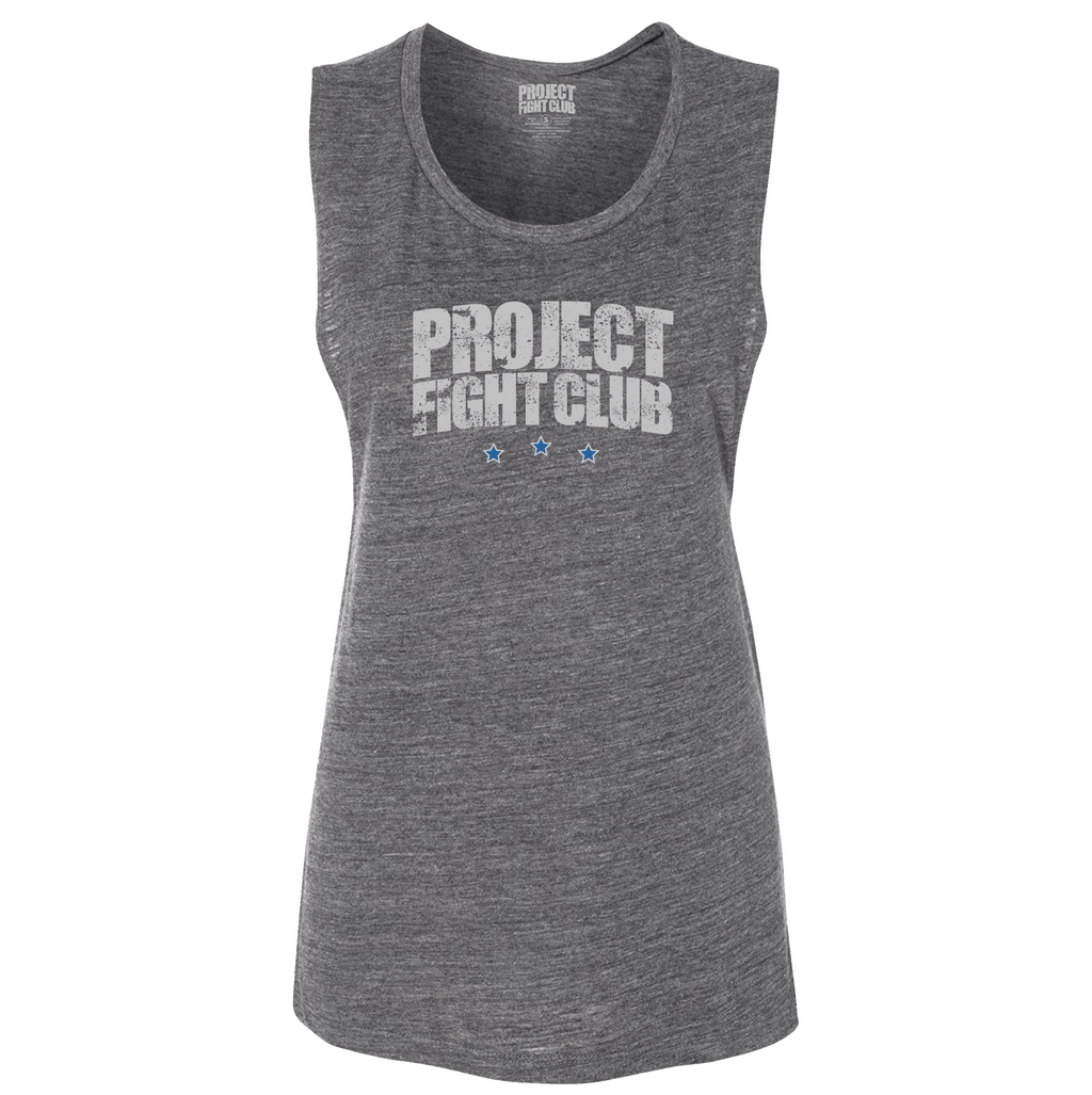 WOMENS DARK GREY MUSCLE TANK 3 - SUPPORT POLICE