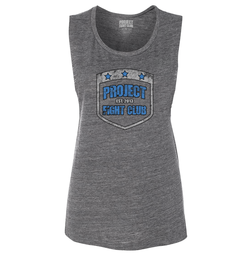 WOMENS DARK GREY MUSCLE TANK - SUPPORT POLICE