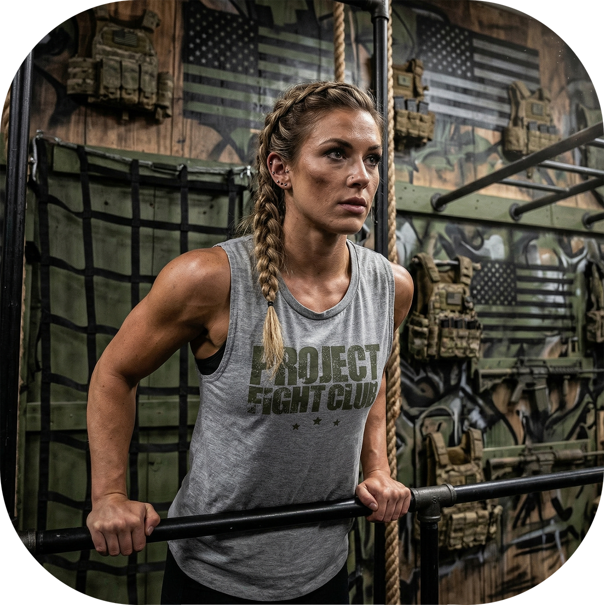 WOMENS GREY MUSCLE TANK 2 - HONOR SOLDIERS & VETERANS