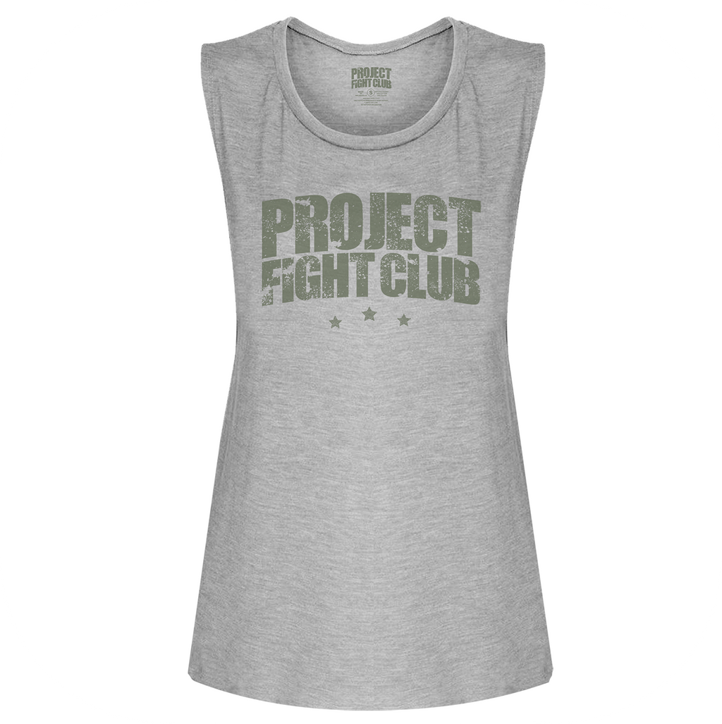 WOMENS GREY MUSCLE TANK 2 - HONOR SOLDIERS & VETERANS