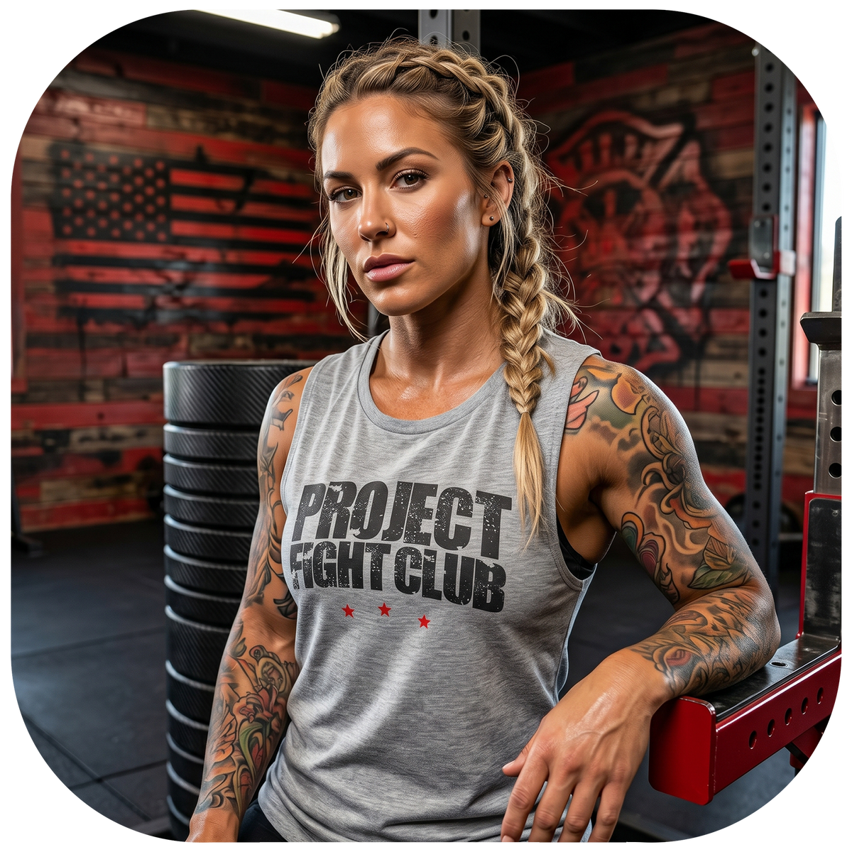 WOMENS GREY MUSCLE TANK 2 - HONOR FIREFIGHTERS & EMTs