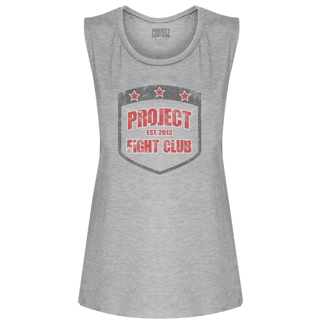 WOMENS GREY MUSCLE TANK - HONOR FIREFIGHTERS & EMTs