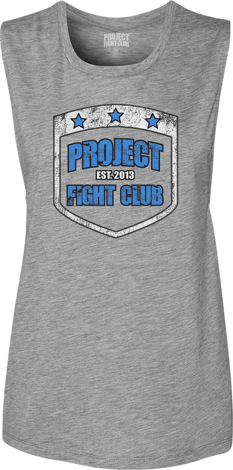 WOMENS GREY MUSCLE TANK - SUPPORT POLICE