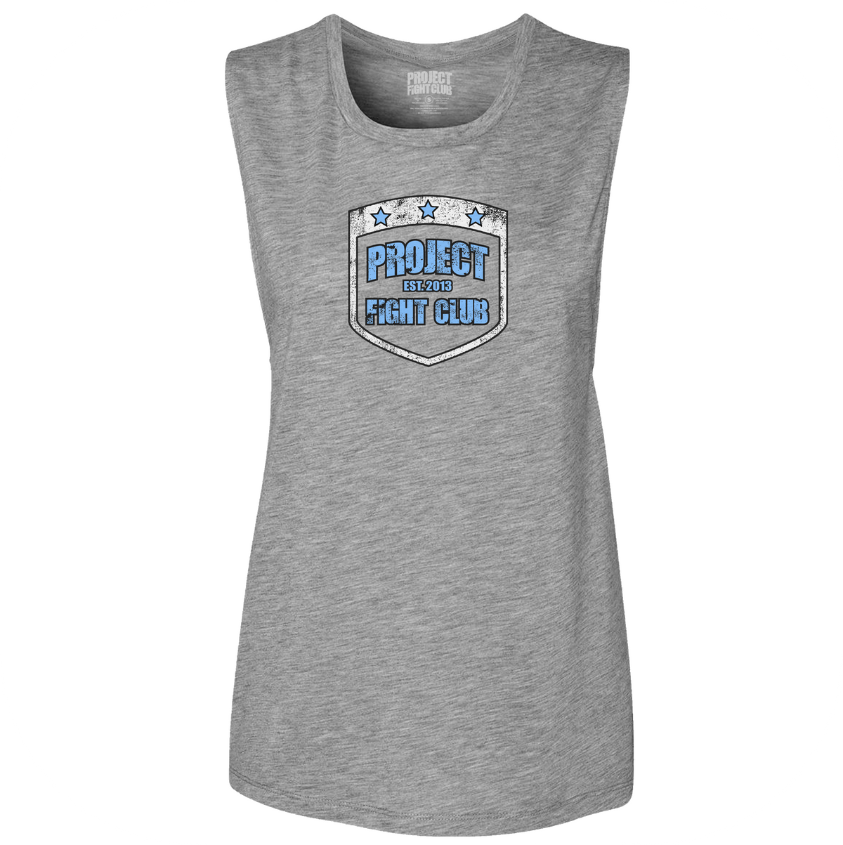 WOMENS HEATHER GREY MUSCLE TANK - SUPPORT POLICE