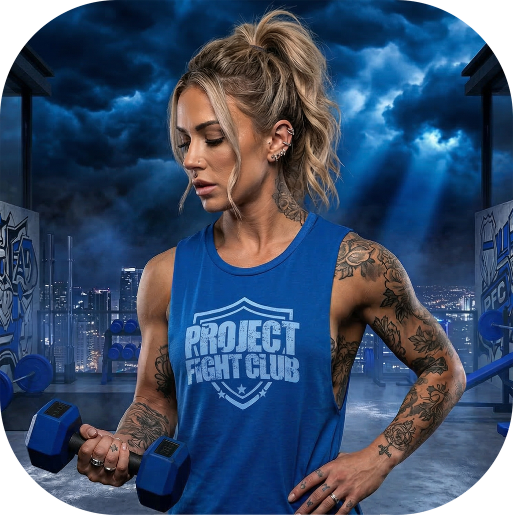 WOMENS BLUE MUSCLE TANK - SUPPORT POLICE