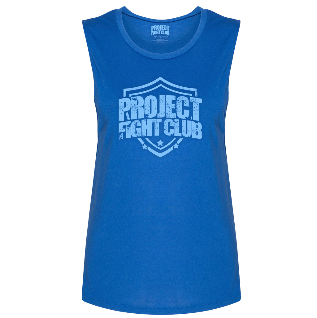 WOMENS BLUE MUSCLE TANK - SUPPORT POLICE