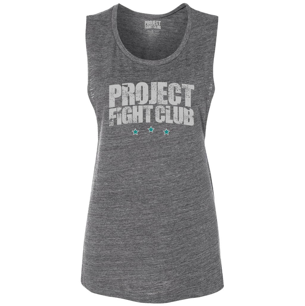 WOMENS DARK GREY MUSCLE TANK - FIGHT ADDICTION