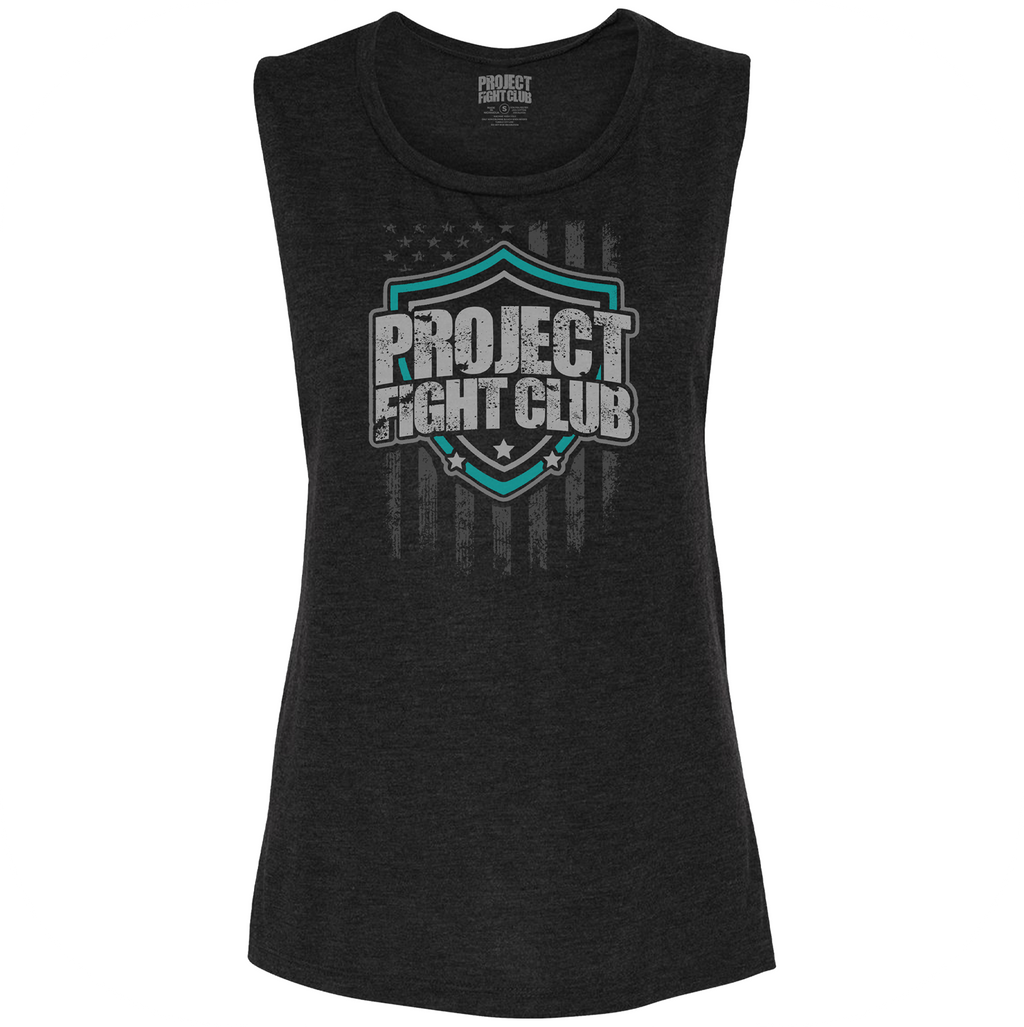 WOMENS BLACK MUSCLE TANK - FIGHT ADDICTION