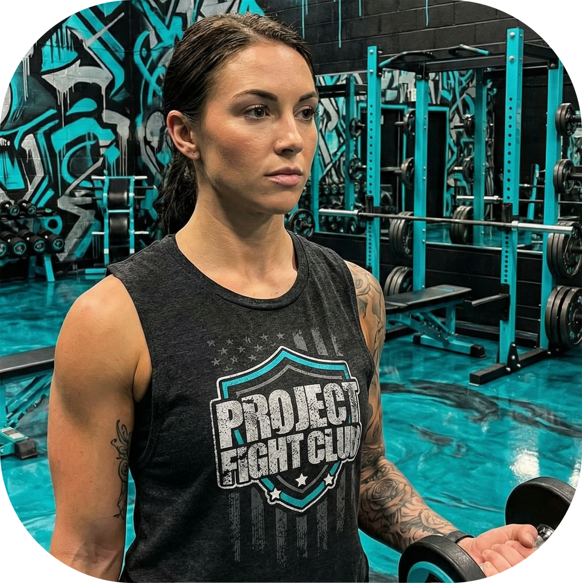 WOMENS BLACK MUSCLE TANK - FIGHT ADDICTION