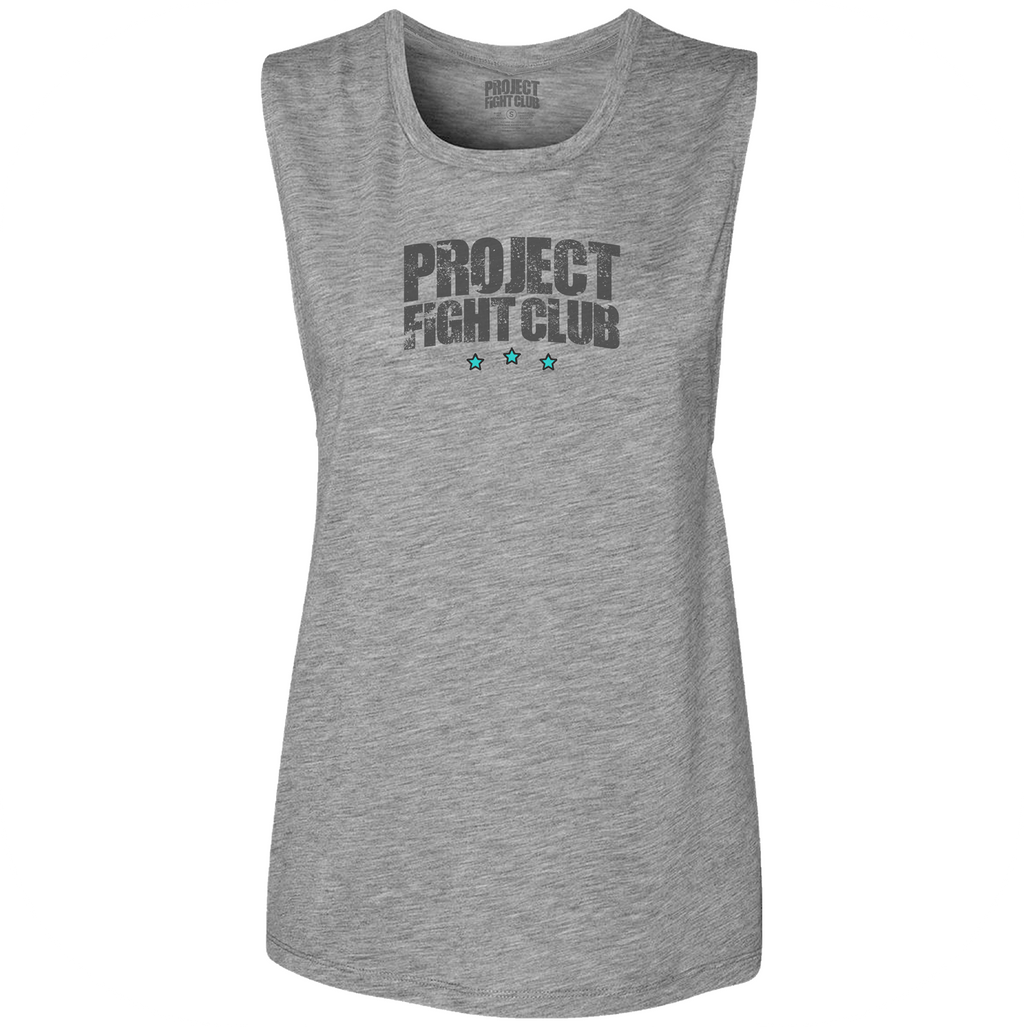 WOMENS HEATHER GREY MUSCLE TANK - FIGHT ADDICTION