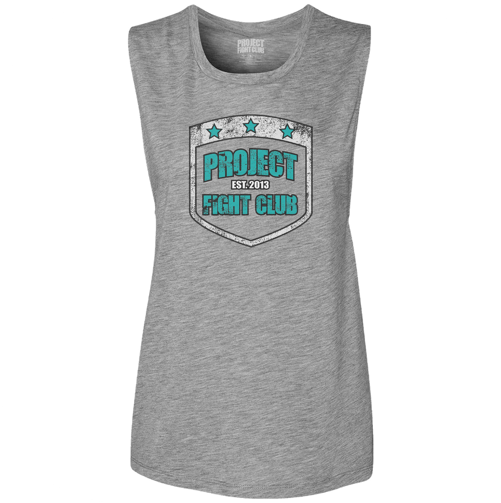 WOMENS HEATHER GREY MUSCLE TANK #2 - FIGHT ADDICTION