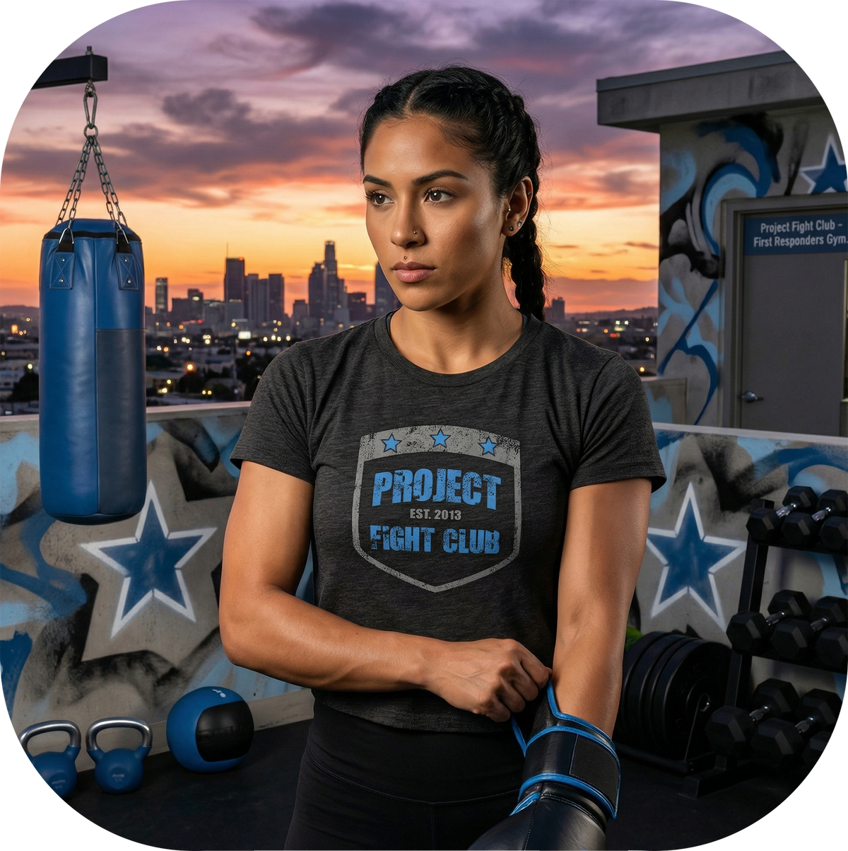 WOMENS DARK GREY CROPPED TEE #2 - SUPPORT POLICE