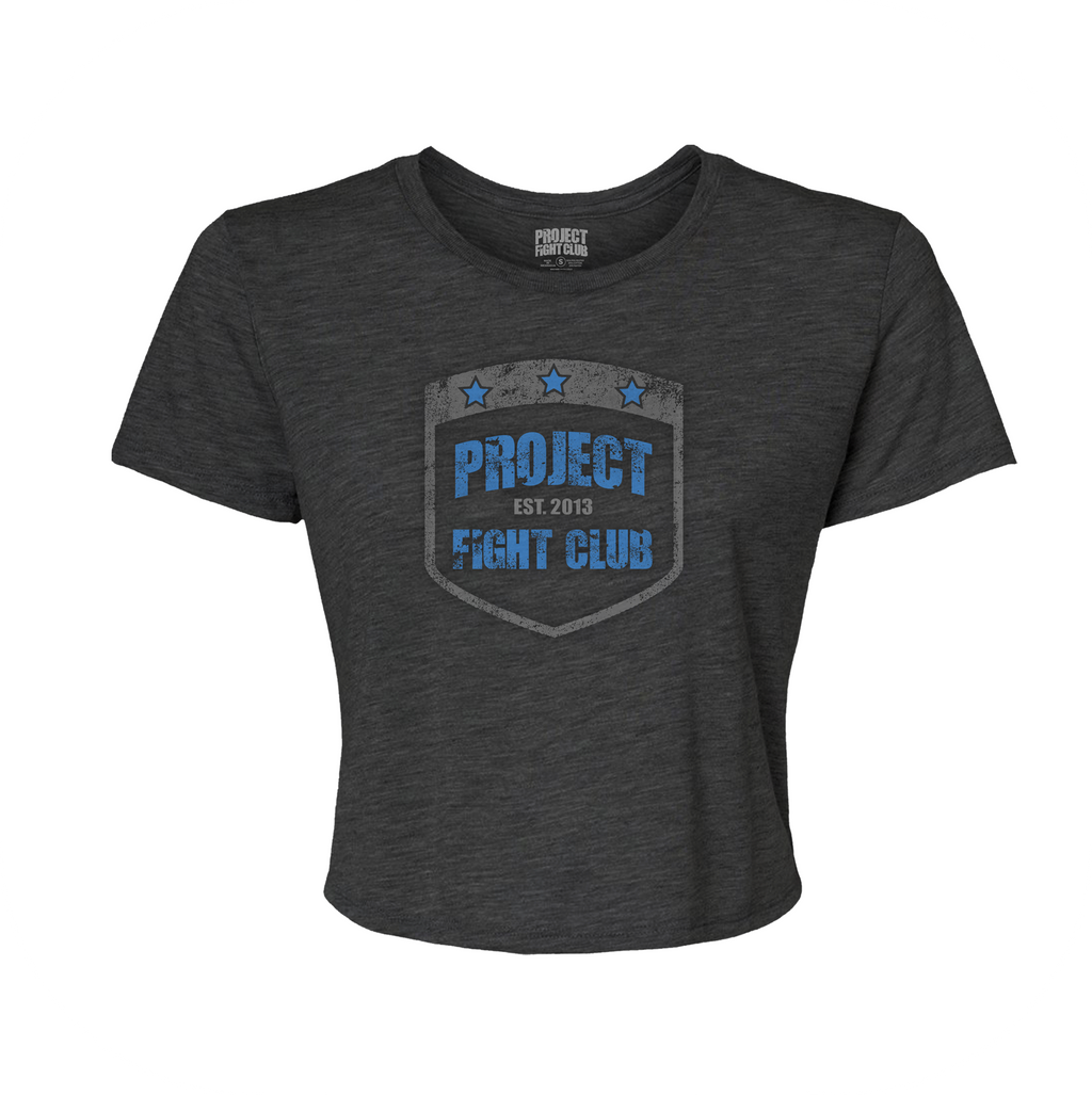 WOMENS DARK GREY CROPPED TEE #2 - SUPPORT POLICE