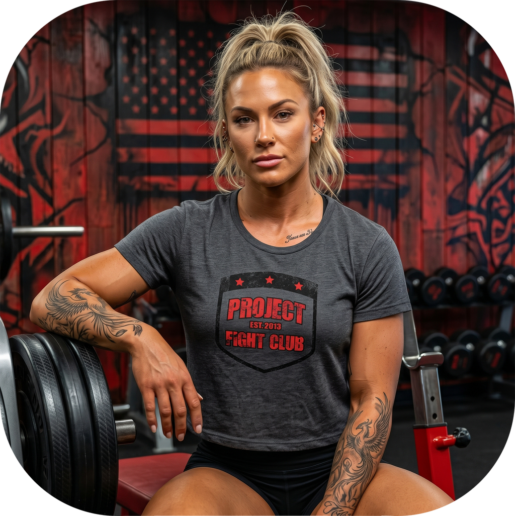 WOMENS DARK GREY CROP TEE 2 - HONOR FIREFIGHTERS & EMTs