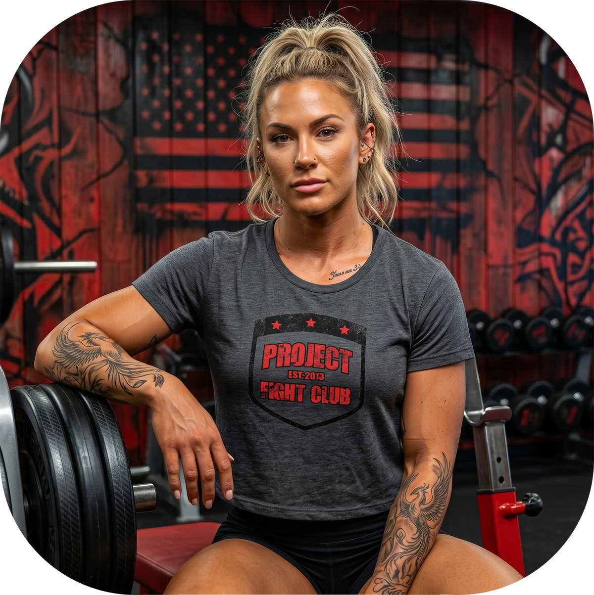 WOMENS DARK GREY CROP TEE 2 - HONOR FIREFIGHTERS & EMTs
