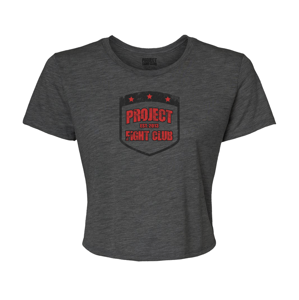 WOMENS DARK GREY CROP TEE 2 - HONOR FIREFIGHTERS & EMTs