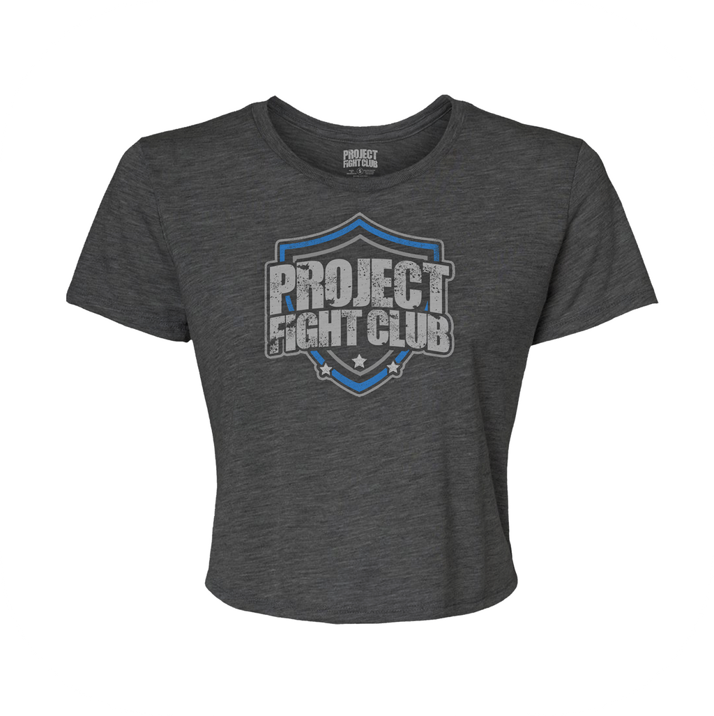 WOMENS DARK GREY CROPPED TEE - SUPPORT POLICE