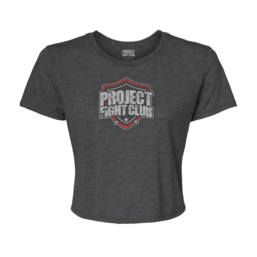 WOMENS DARK GREY CROP TEE - HONOR FIREFIGHTERS & EMTs