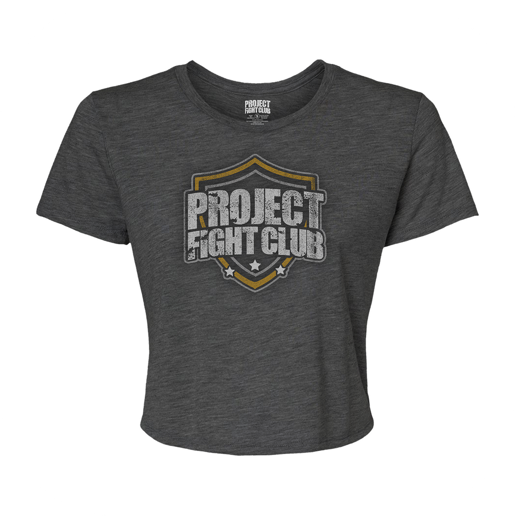WOMENS DARK GREY CROPPED TEE - PROTECT ANIMALS & WILDLIFE