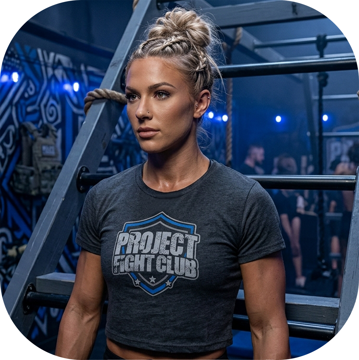 WOMENS DARK GREY CROPPED TEE - SUPPORT POLICE