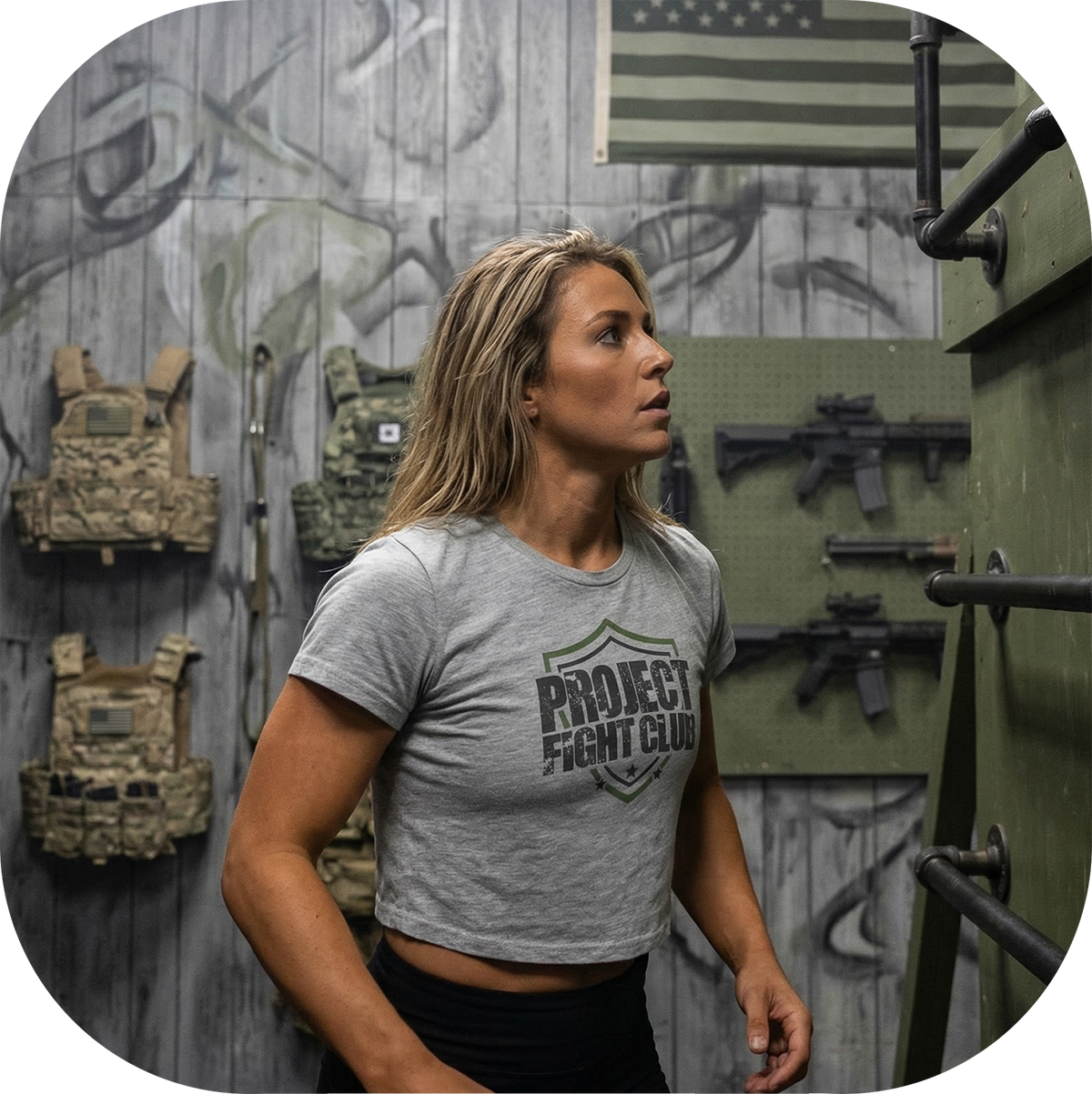 WOMENS GREY CROPPED TEE 2 - HONOR SOLDIERS & VETERANS