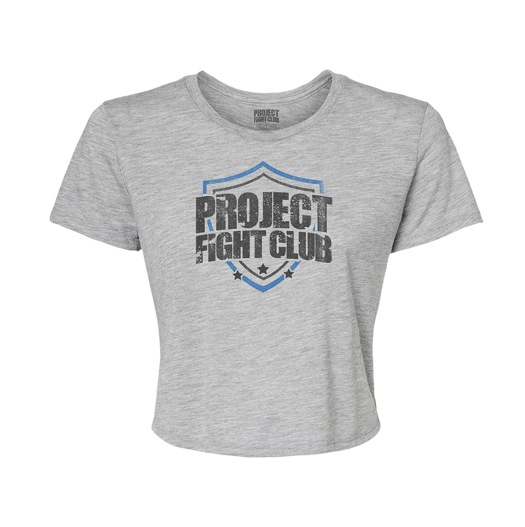 WOMENS HEATHER GREY CROPPED TEE #2 - SUPPORT POLICE