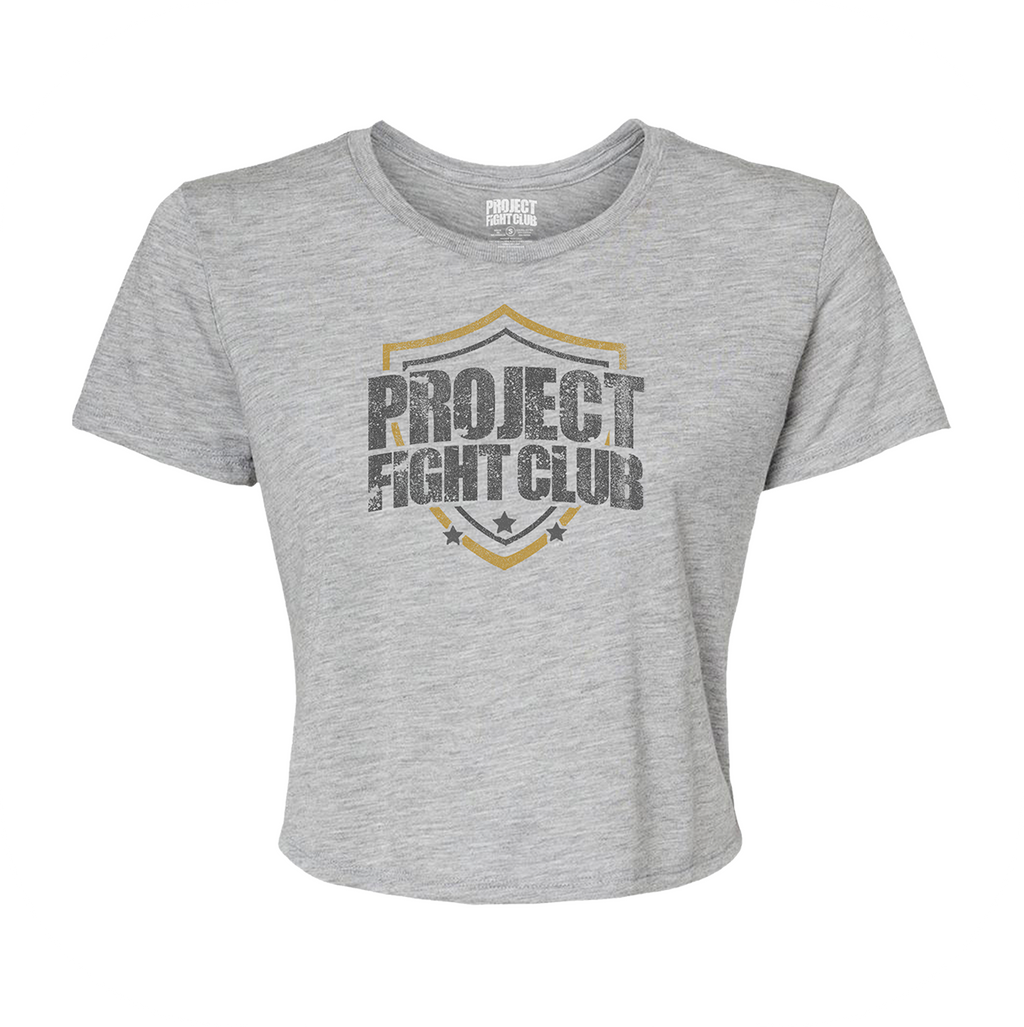 WOMENS GREY CROPPED TEE #2 - PROTECT ANIMALS & WILDLIFE