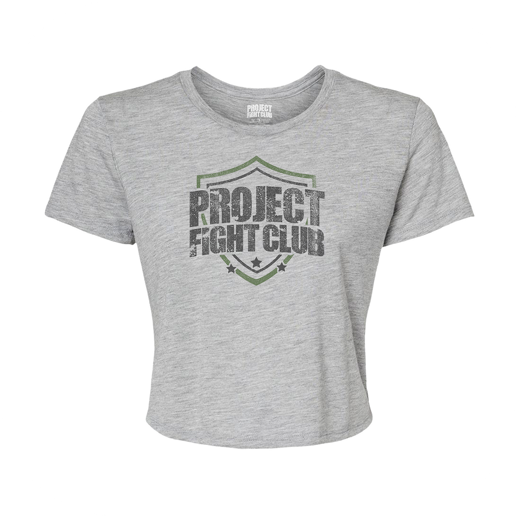 WOMENS GREY CROPPED TEE 2 - HONOR SOLDIERS & VETERANS