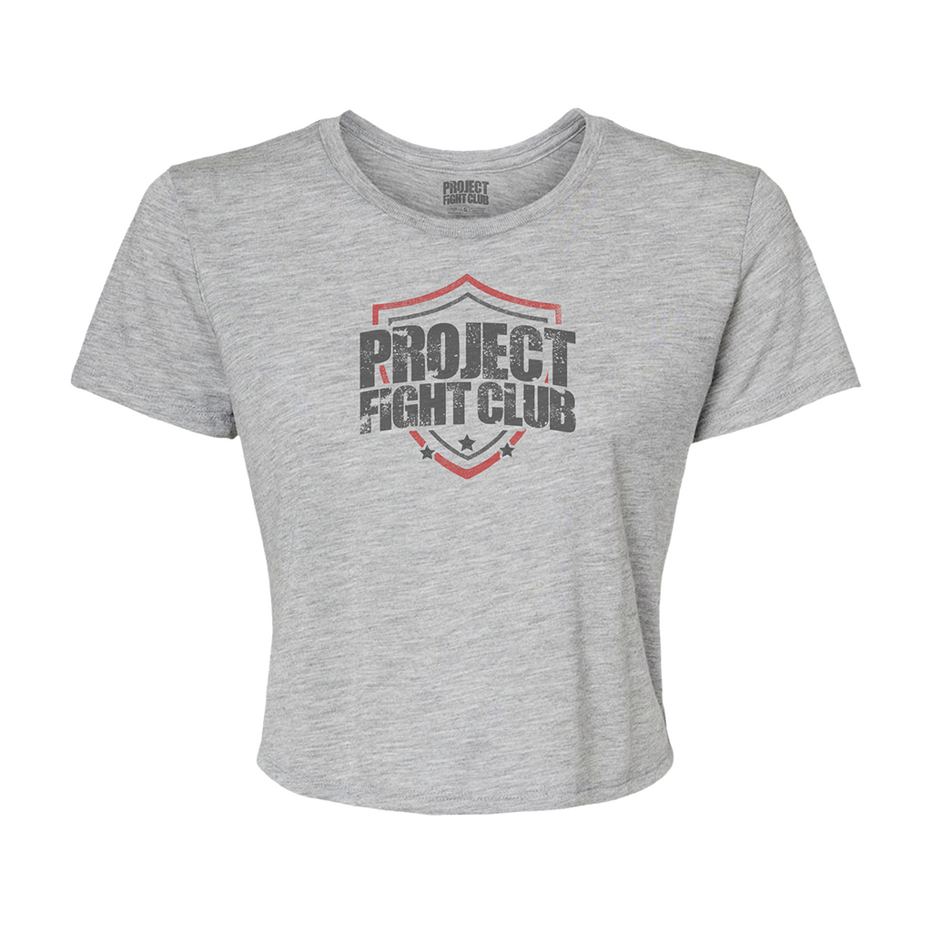 WOMENS GREY CROPPED TEE 3 - HONOR FIREFIGHTERS & EMTs