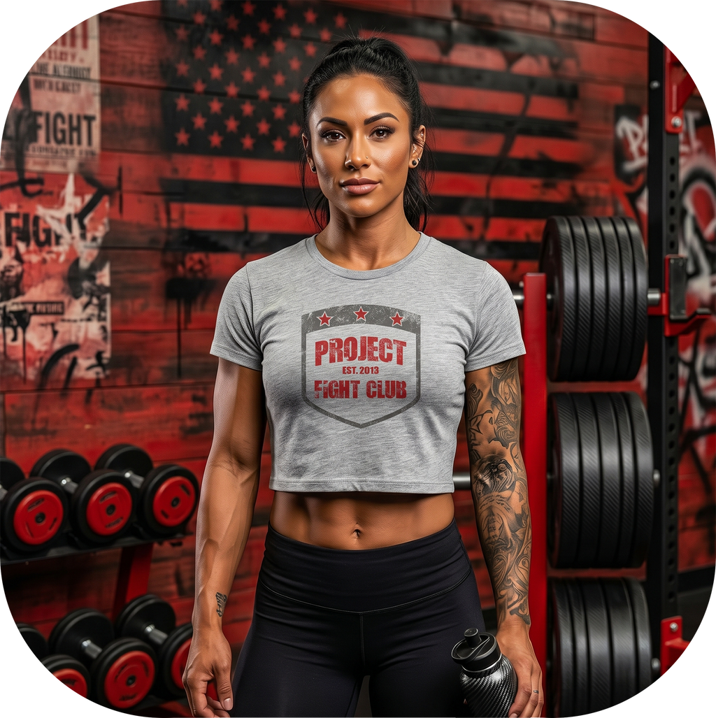 WOMENS GREY CROP TEE - HONOR FIREFIGHTERS & EMTs