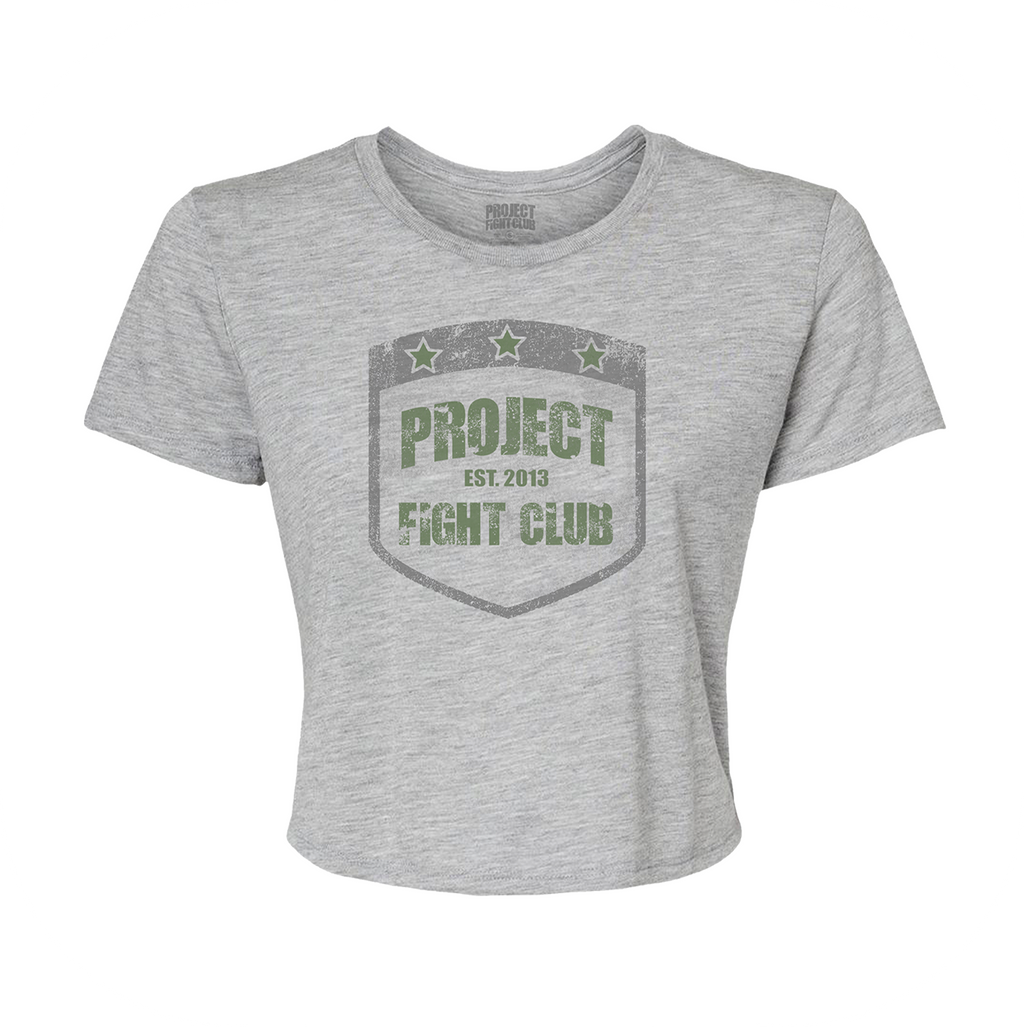 WOMENS GREY CROP TEE - HONOR SOLDIERS & VETERANS