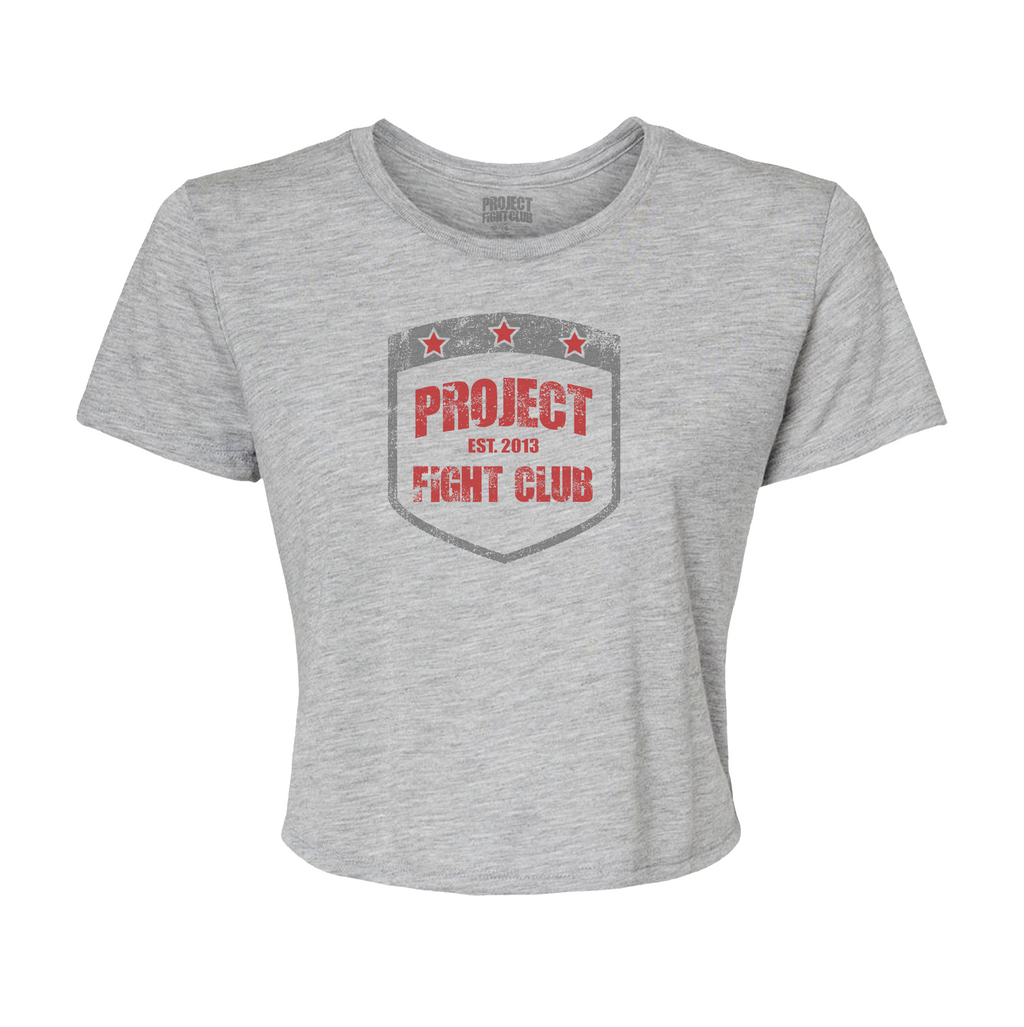 WOMENS GREY CROP TEE - HONOR FIREFIGHTERS & EMTs