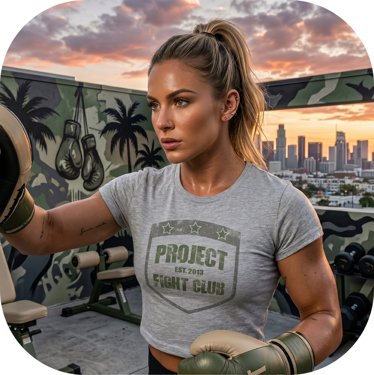 WOMENS GREY CROP TEE - HONOR SOLDIERS & VETERANS
