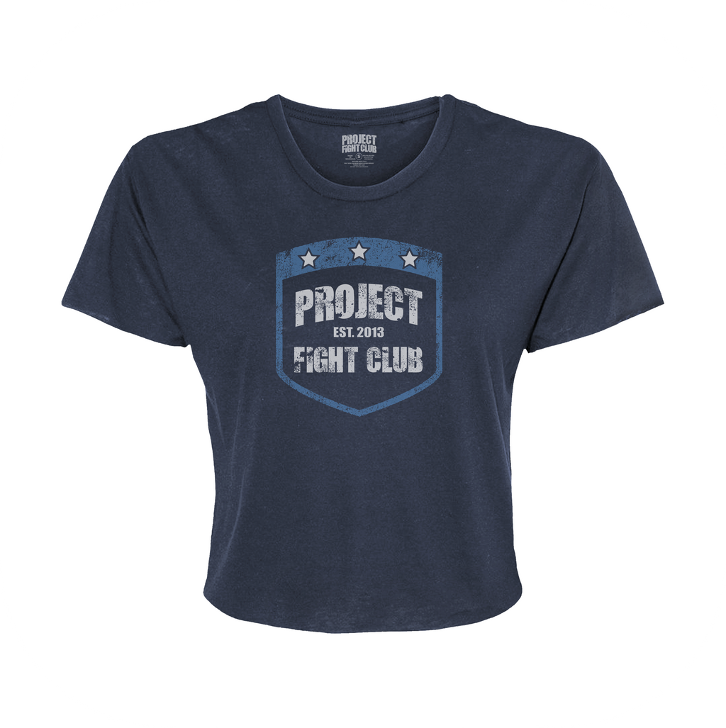WOMENS NAVY CROPPED TEE #2 - SUPPORT POLICE