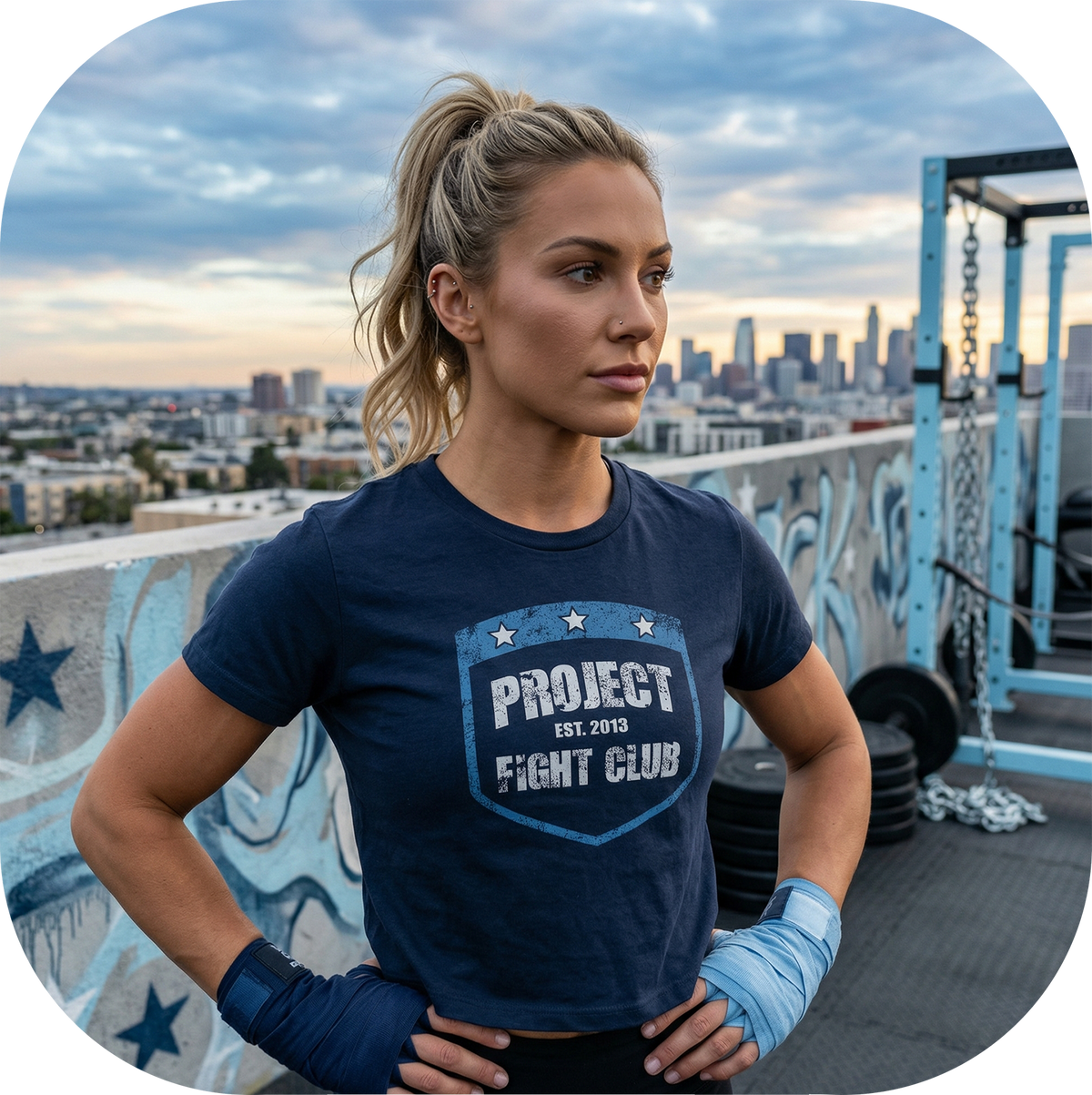 WOMENS NAVY CROPPED TEE #2 - SUPPORT POLICE