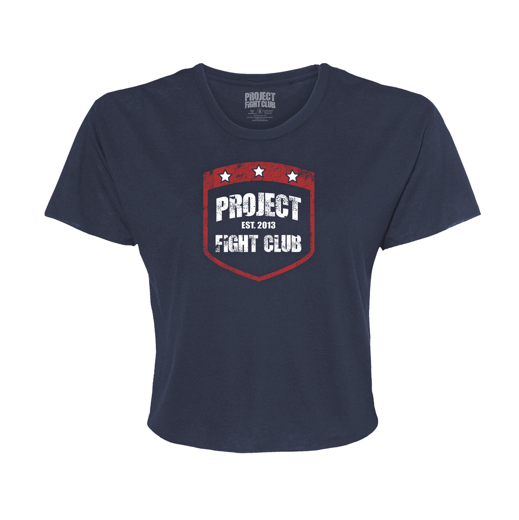WOMENS NAVY CROPPED TEE 2 - HONOR FIREFIGHTERS & EMTs
