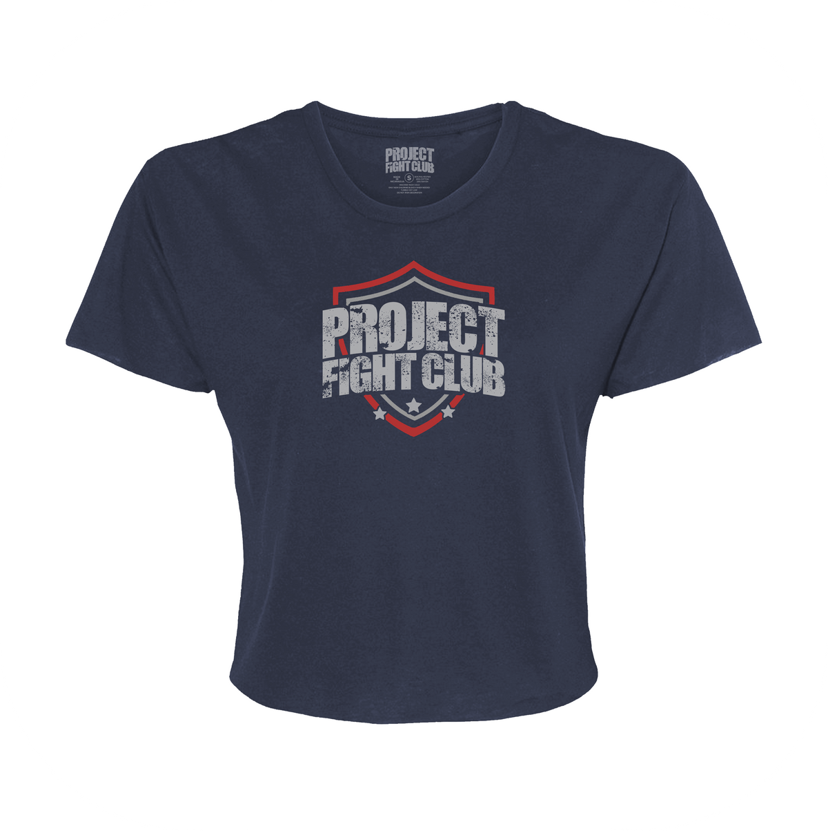 WOMENS NAVY CROP TEE - HONOR FIREFIGHTERS & EMTs