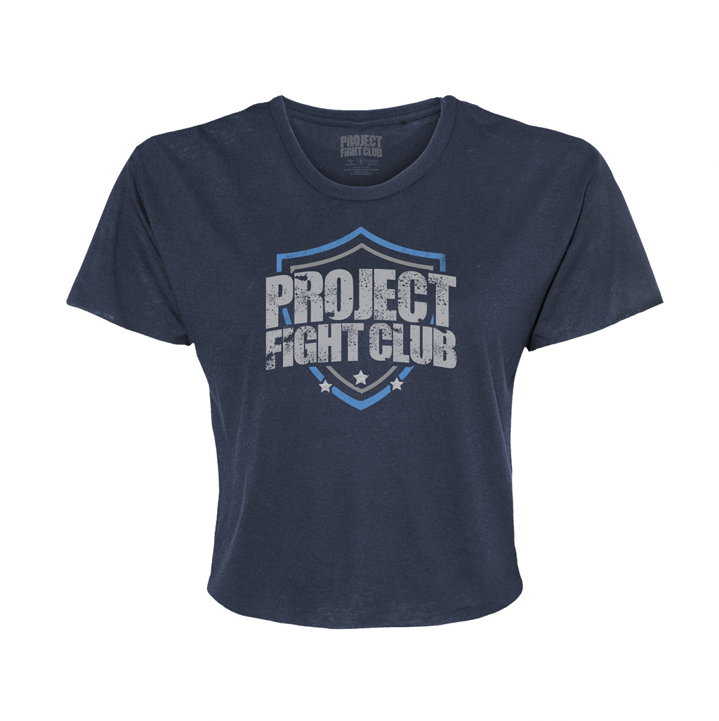 WOMENS NAVY CROPPED TEE - SUPPORT POLICE