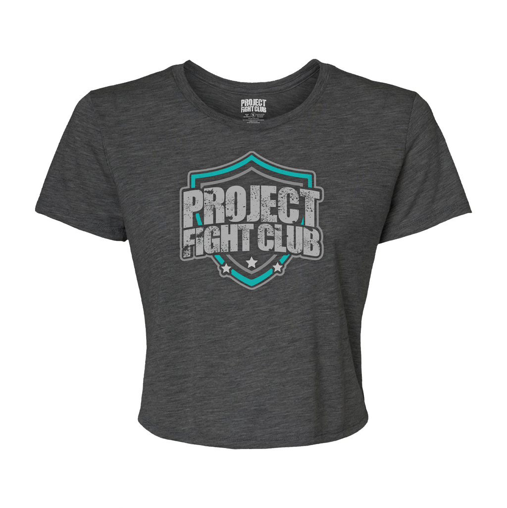 WOMENS DARK GREY CROPPED TEE - FIGHT ADDICTION