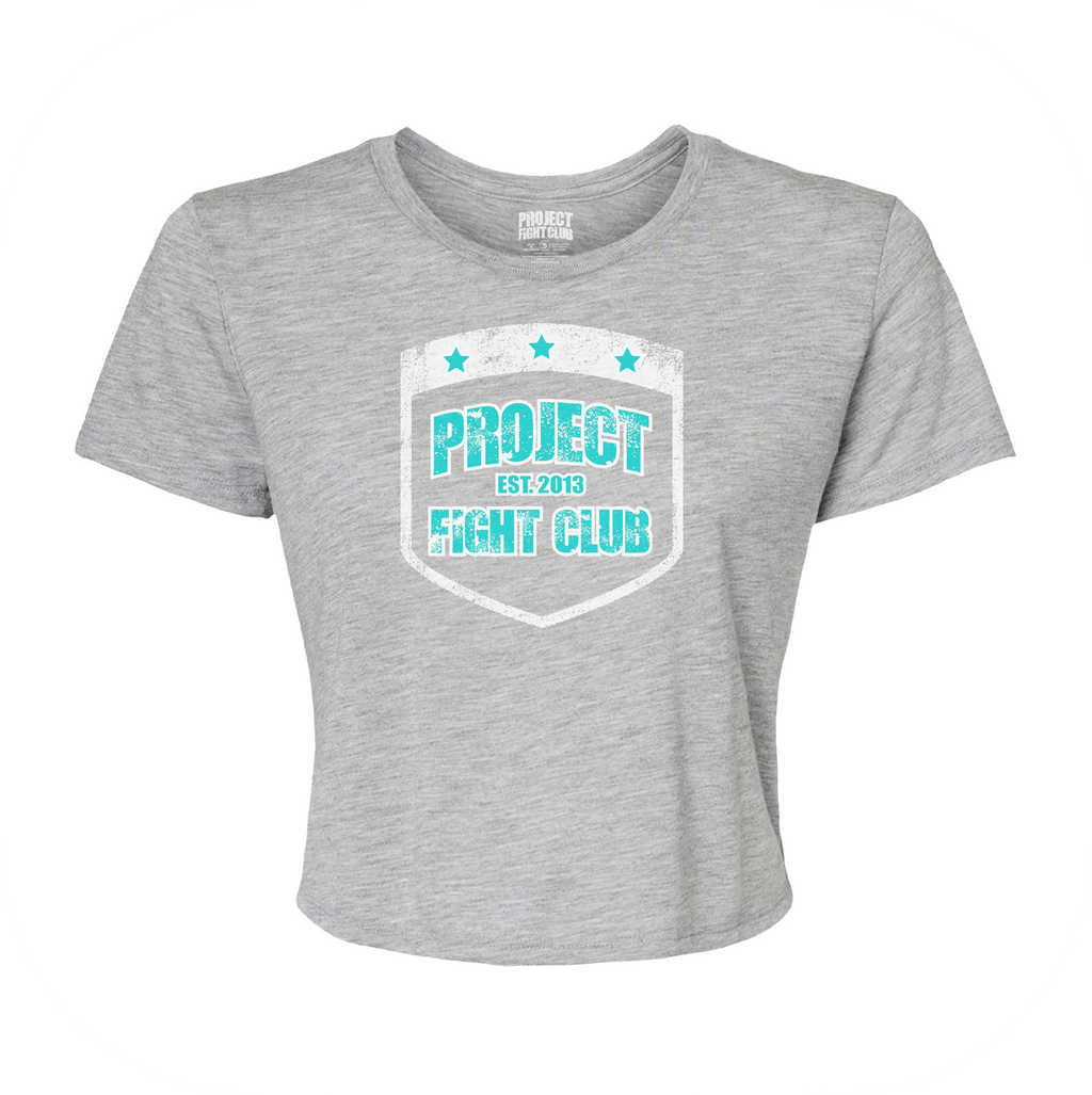WOMENS GREY CROPPED TEE - FIGHT ADDICTION