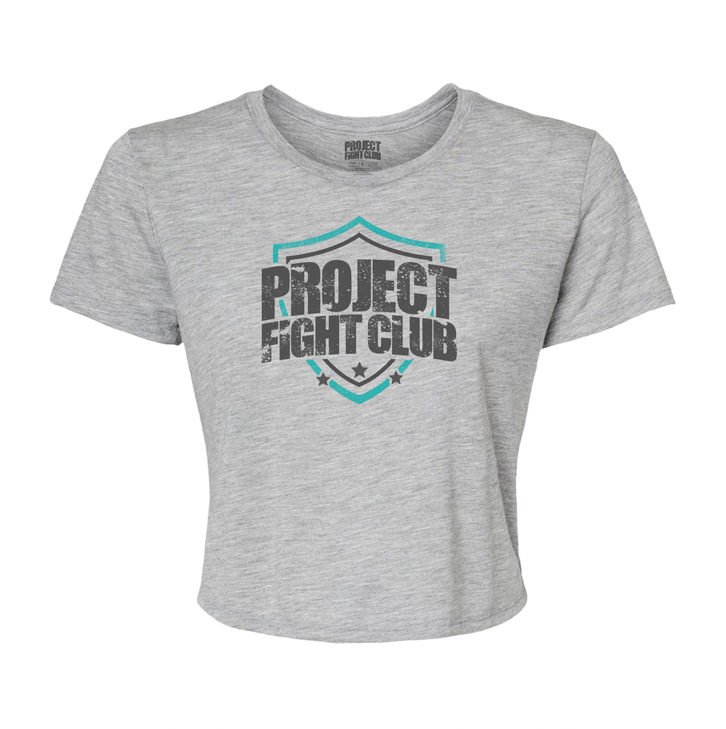 WOMENS GREY CROPPED TEE #2 - FIGHT ADDICTION