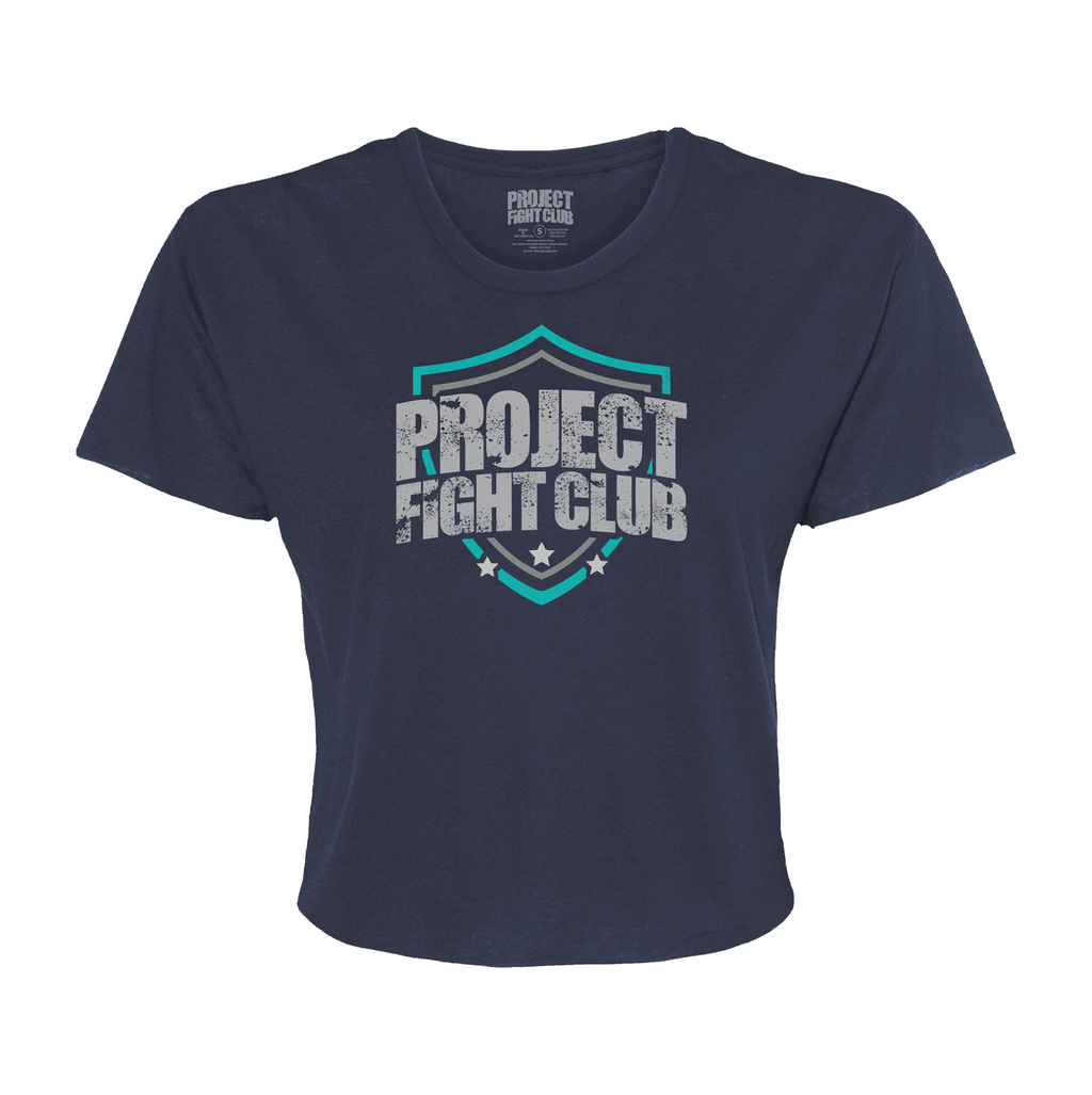 WOMENS NAVY CROPPED TEE - FIGHT ADDICTION