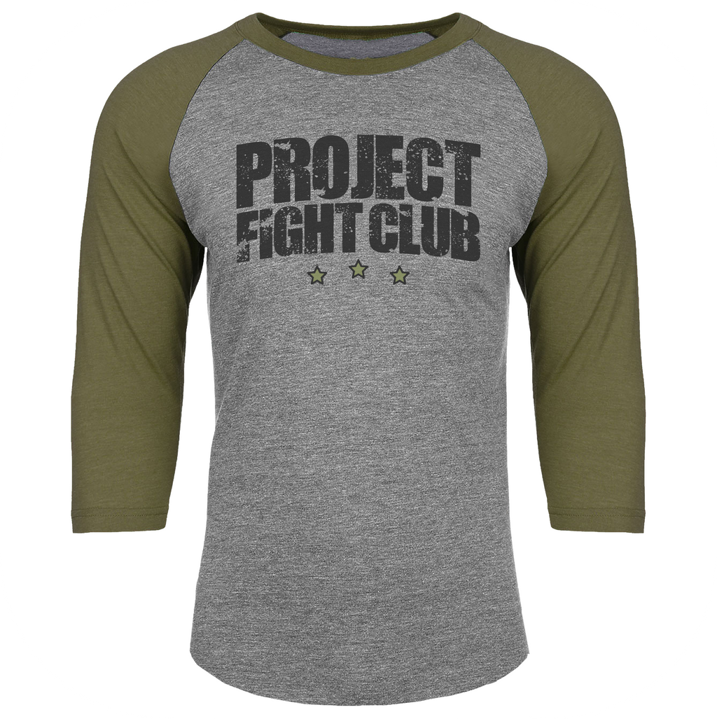 GREY & ARMY BASEBALL TEE - HONOR SOLDIERS & VETERANS