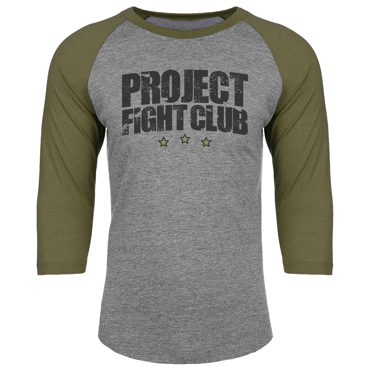 GREY & ARMY BASEBALL TEE - HONOR SOLDIERS & VETERANS