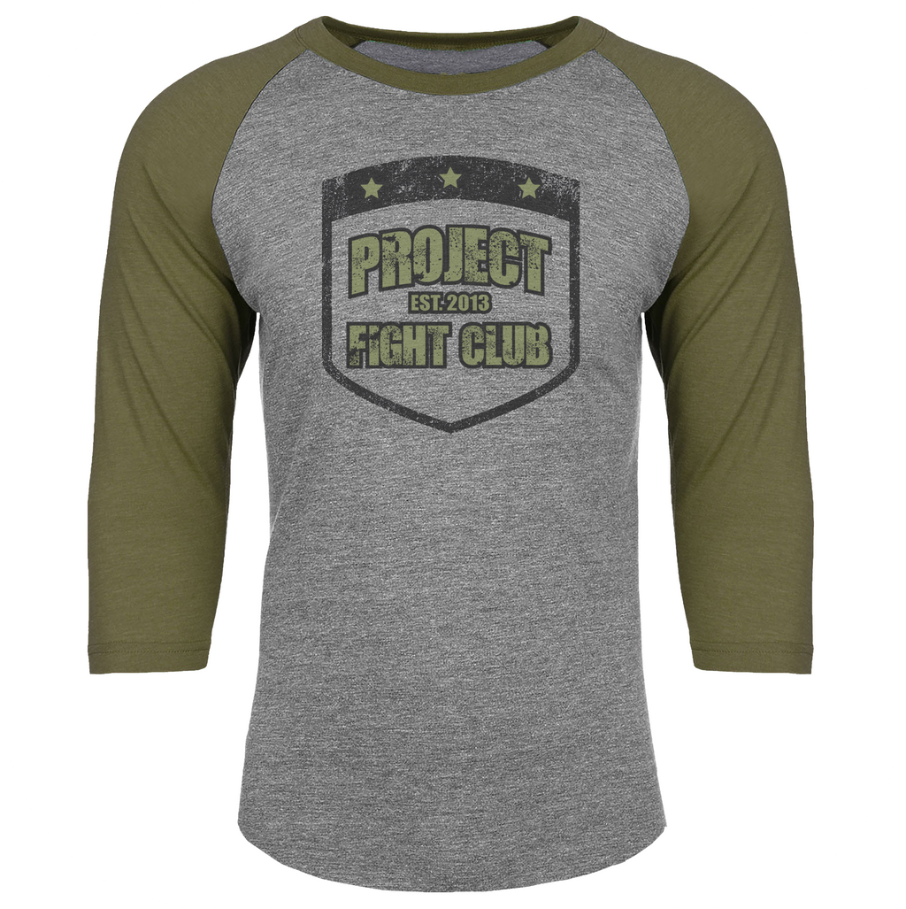 GREY & ARMY BASEBALL TEE 2 - HONOR SOLDIERS & VETERANS