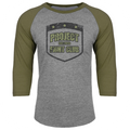 GREY & ARMY BASEBALL TEE 2 - HONOR SOLDIERS & VETERANS