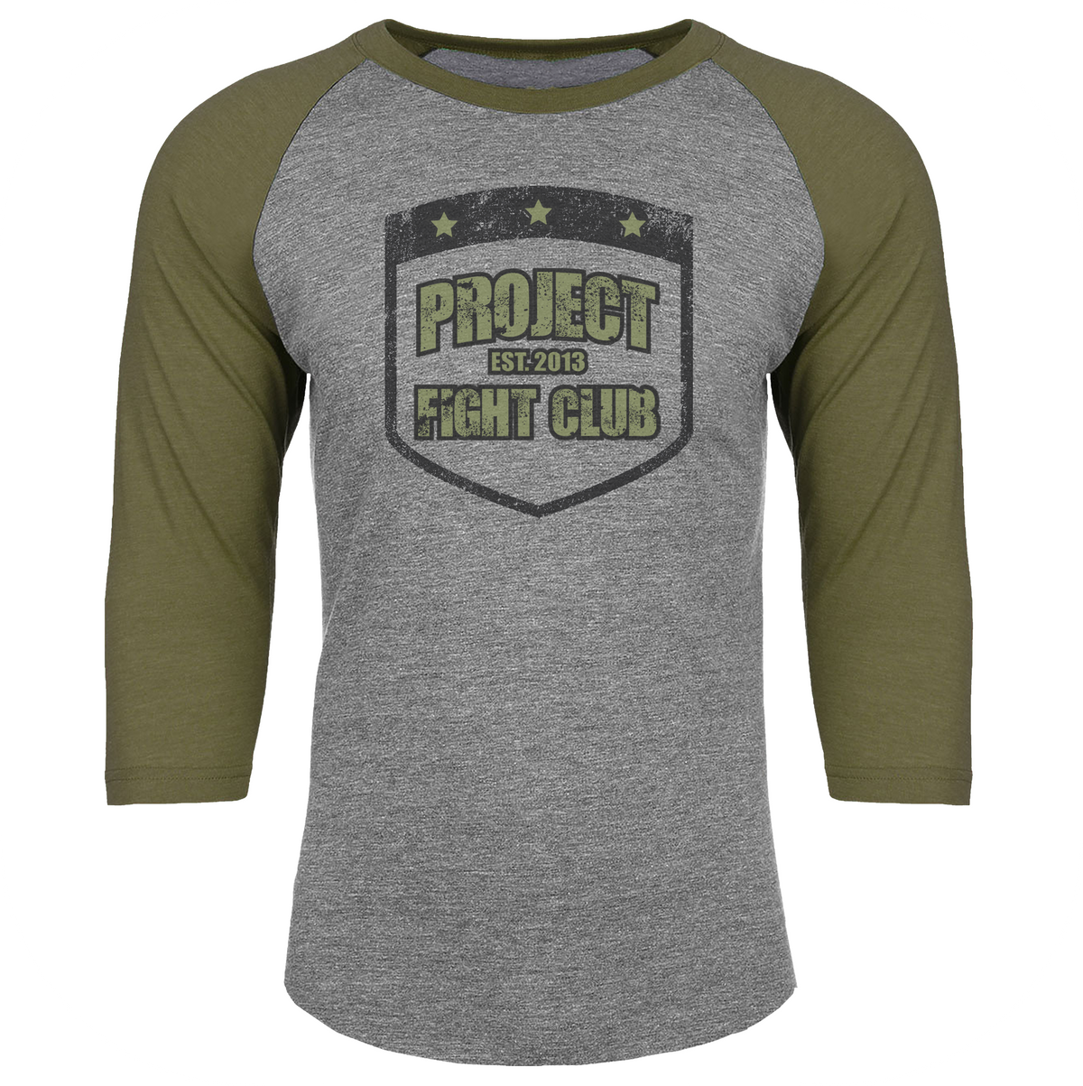 GREY & ARMY BASEBALL TEE 2 - HONOR SOLDIERS & VETERANS